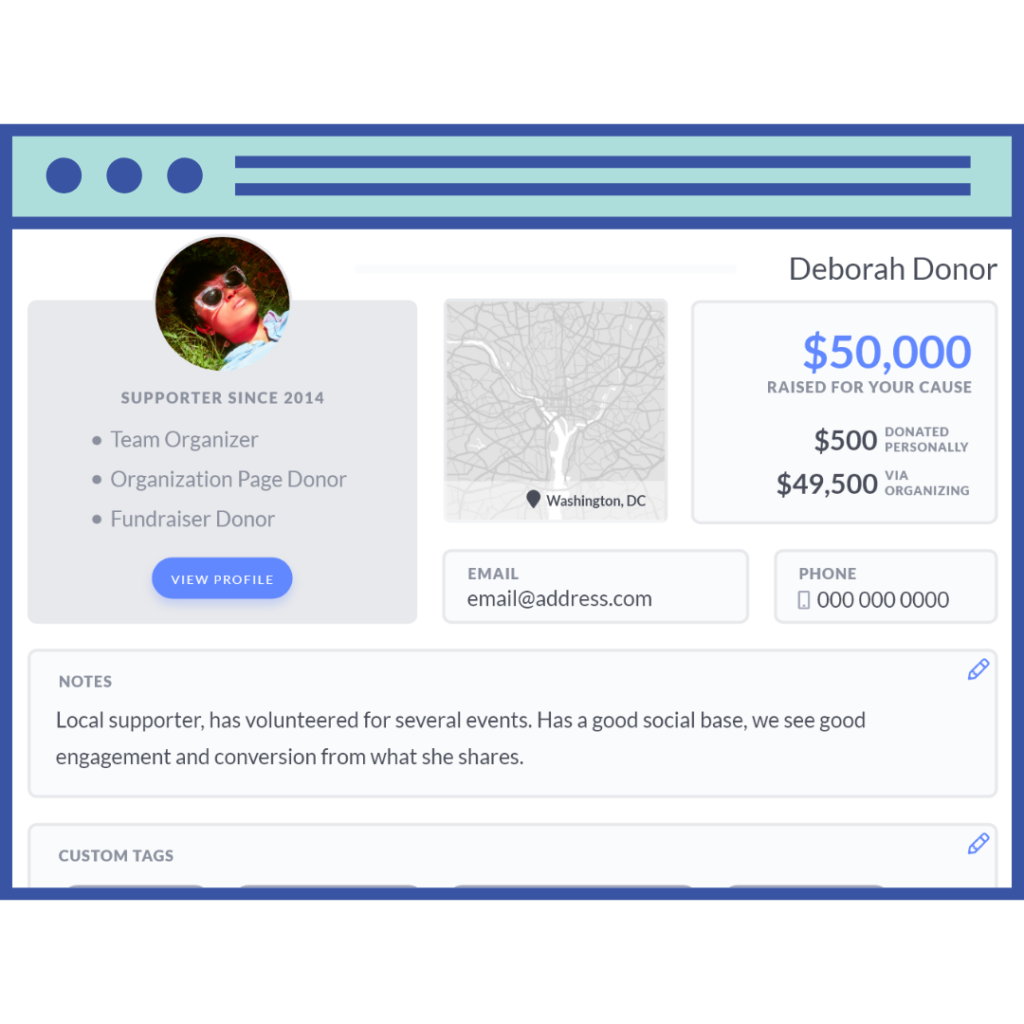 what is a crm: supporters tool screenshot